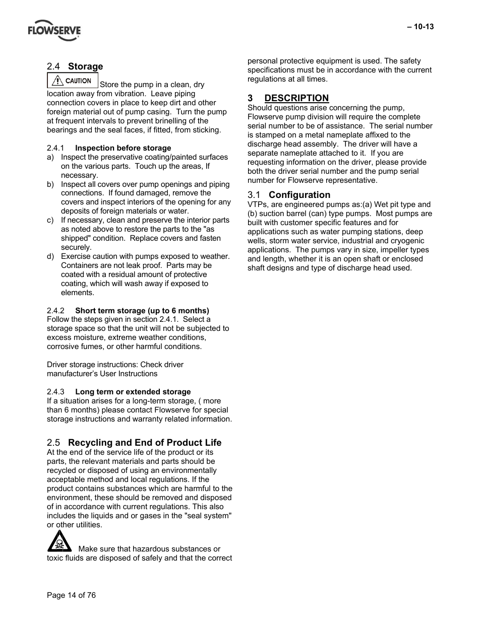 Flowserve VTP Wet Pit User Manual | Page 14 / 76