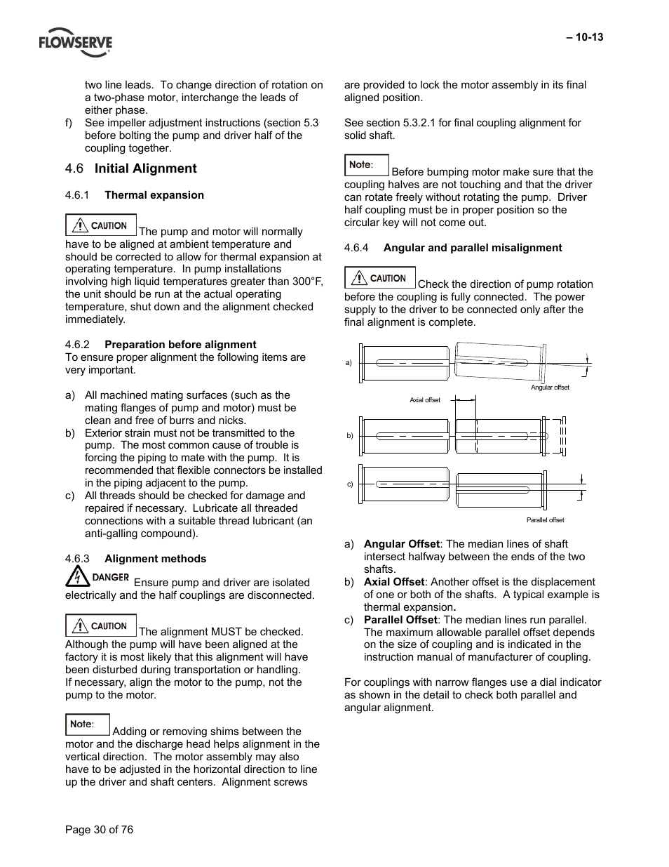 Initial alignment 4.6 | Flowserve VTP Wet Pit User Manual | Page 30 / 76