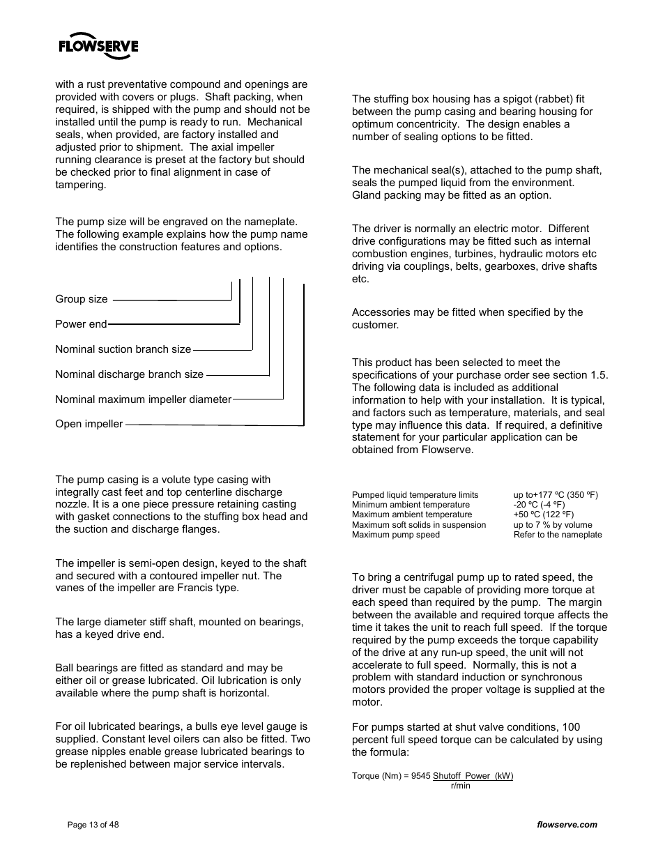 2 name nomenclature, 3 design of major parts, 4 performance and operating limits | Flowserve MARK 3 GROUP 4 User Manual | Page 13 / 48