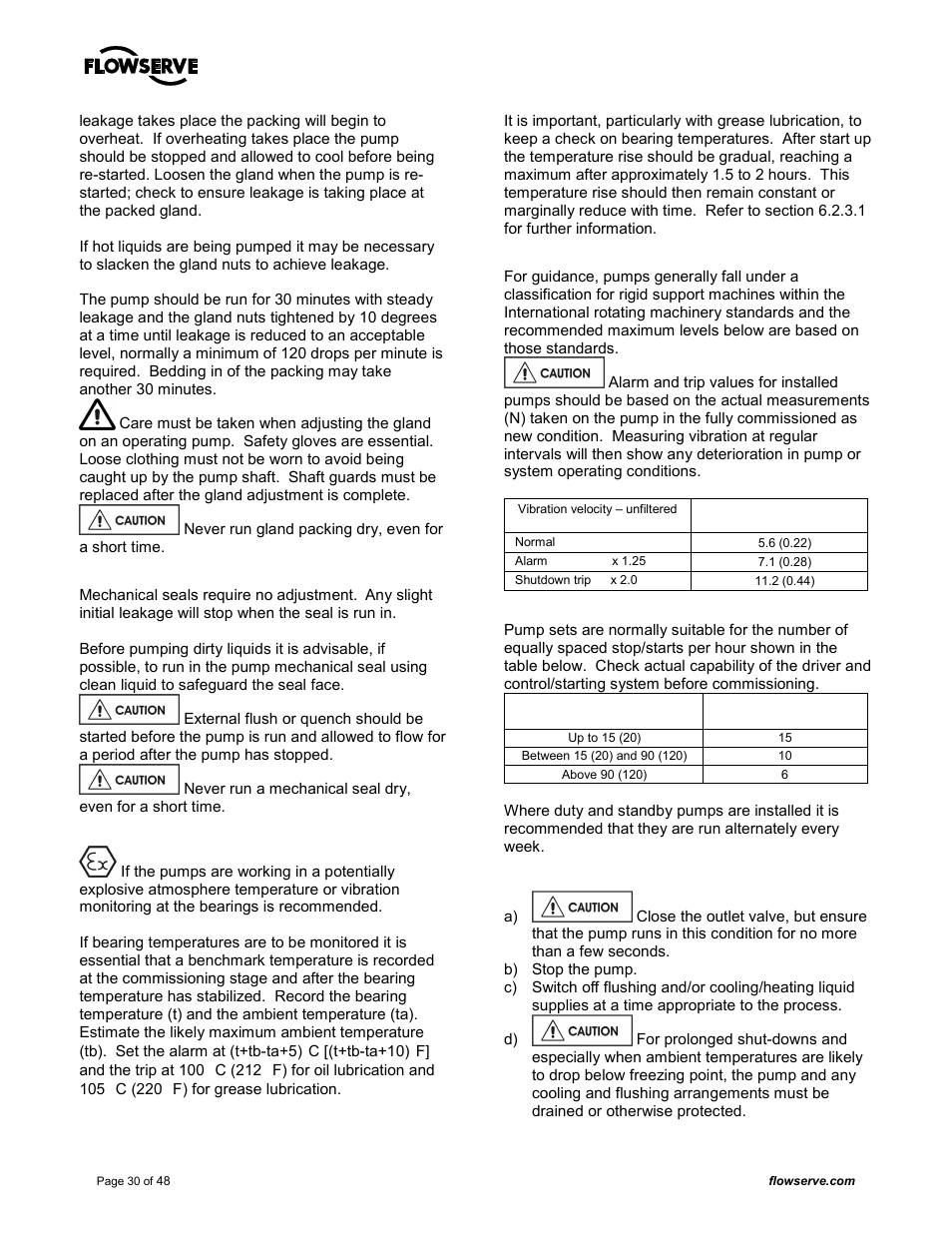 8 stopping and shutdown | Flowserve MARK 3 GROUP 4 User Manual | Page 30 / 48