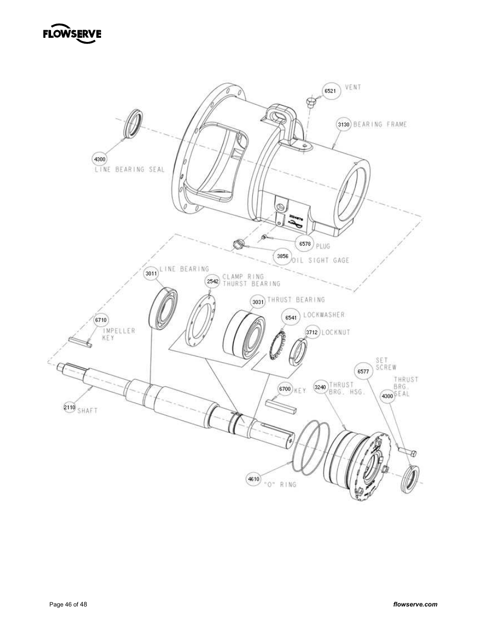 3 mark 3 group 4 chemical pump frame exploded view | Flowserve MARK 3 GROUP 4 User Manual | Page 46 / 48