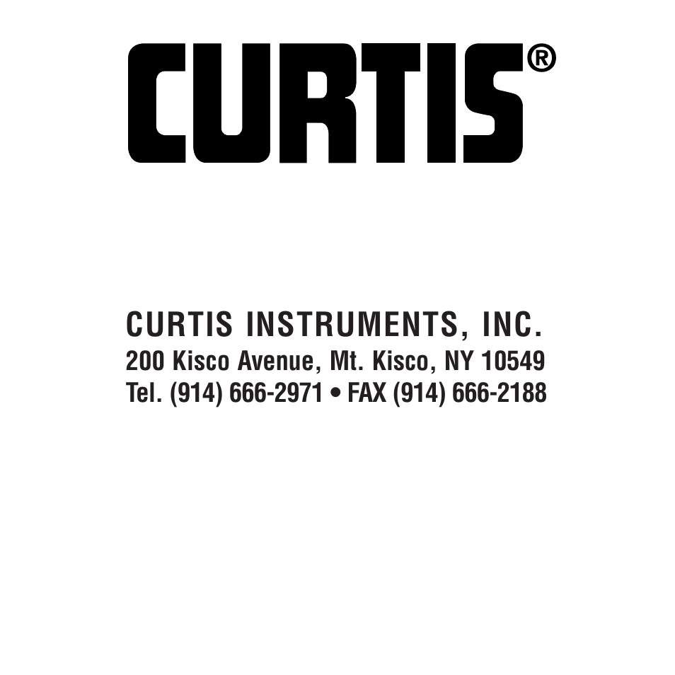 Curtis instruments, inc | Curtis 2200R User Manual | Page 18 / 18