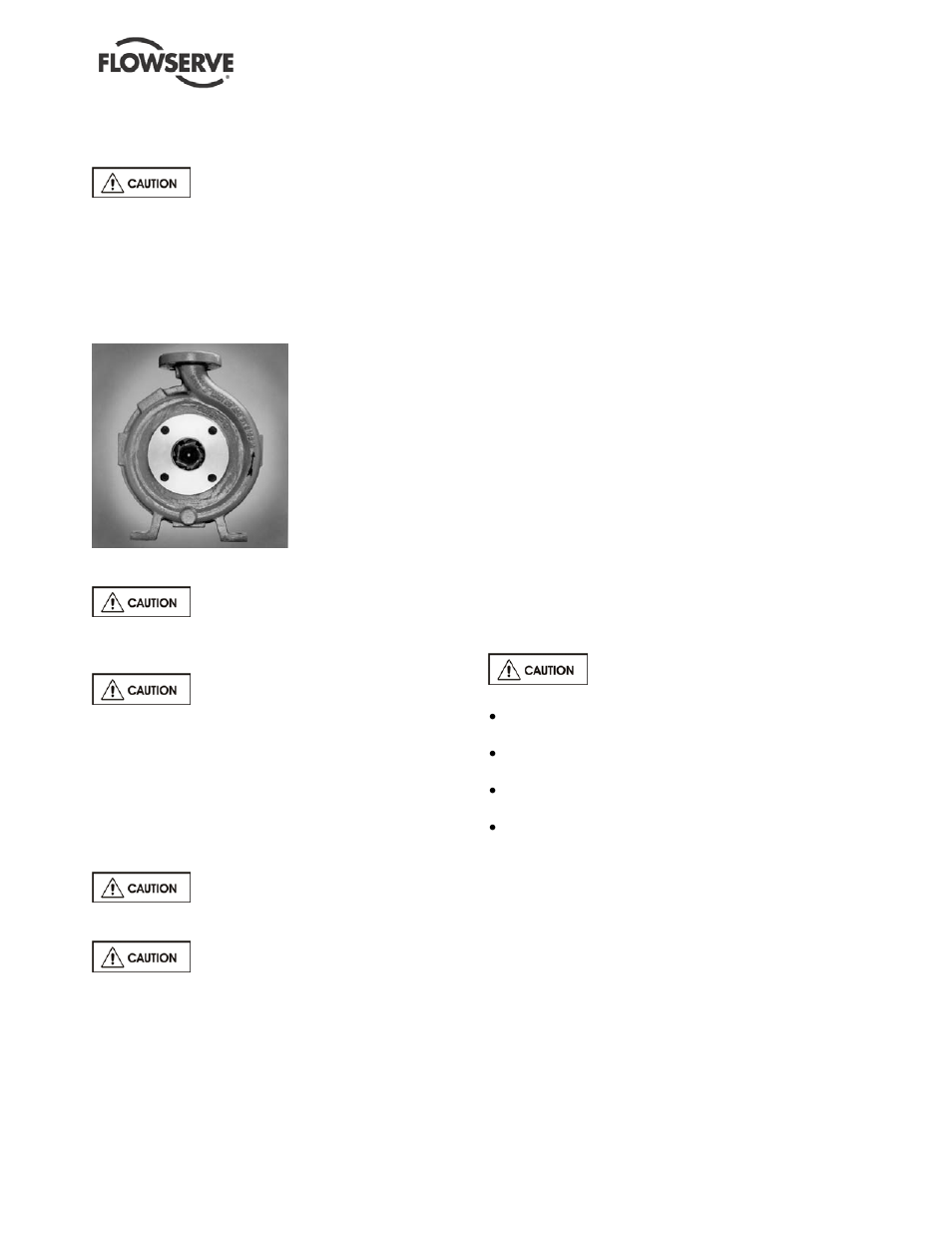 4 direction of rotation, 1 rotation check, 2 coupling installation | 5 guarding, 6 priming and auxiliary supplies, 7 starting the pump | Flowserve ESP2 User Manual | Page 32 / 62