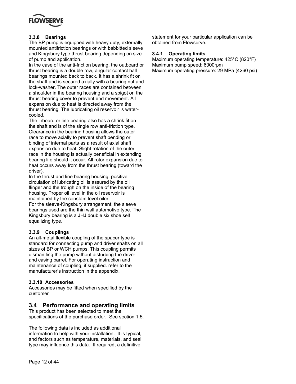 Flowserve BP User Manual | Page 12 / 44