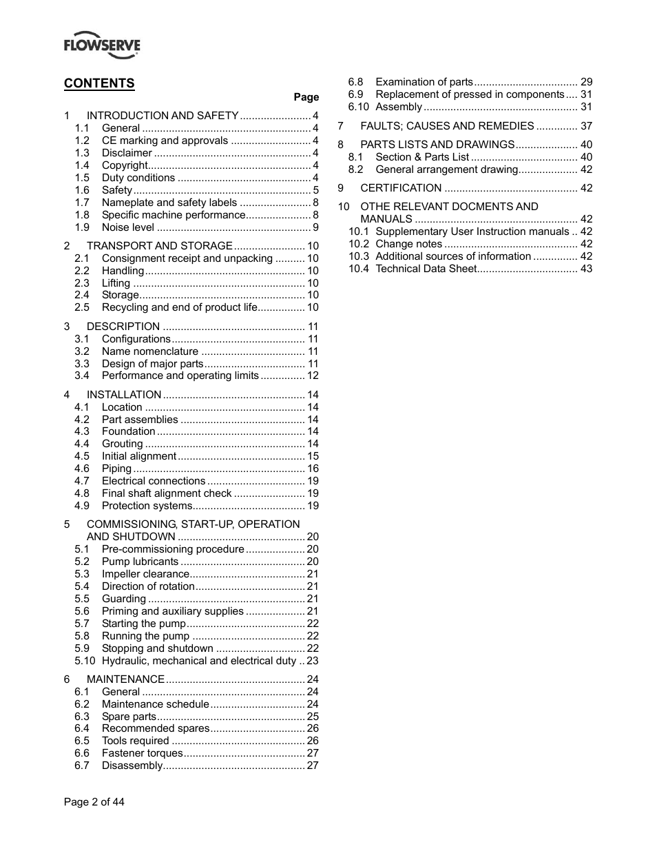 Flowserve BP User Manual | Page 2 / 44