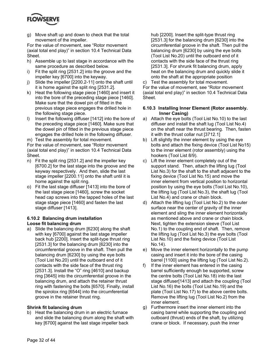 Flowserve BP User Manual | Page 32 / 44
