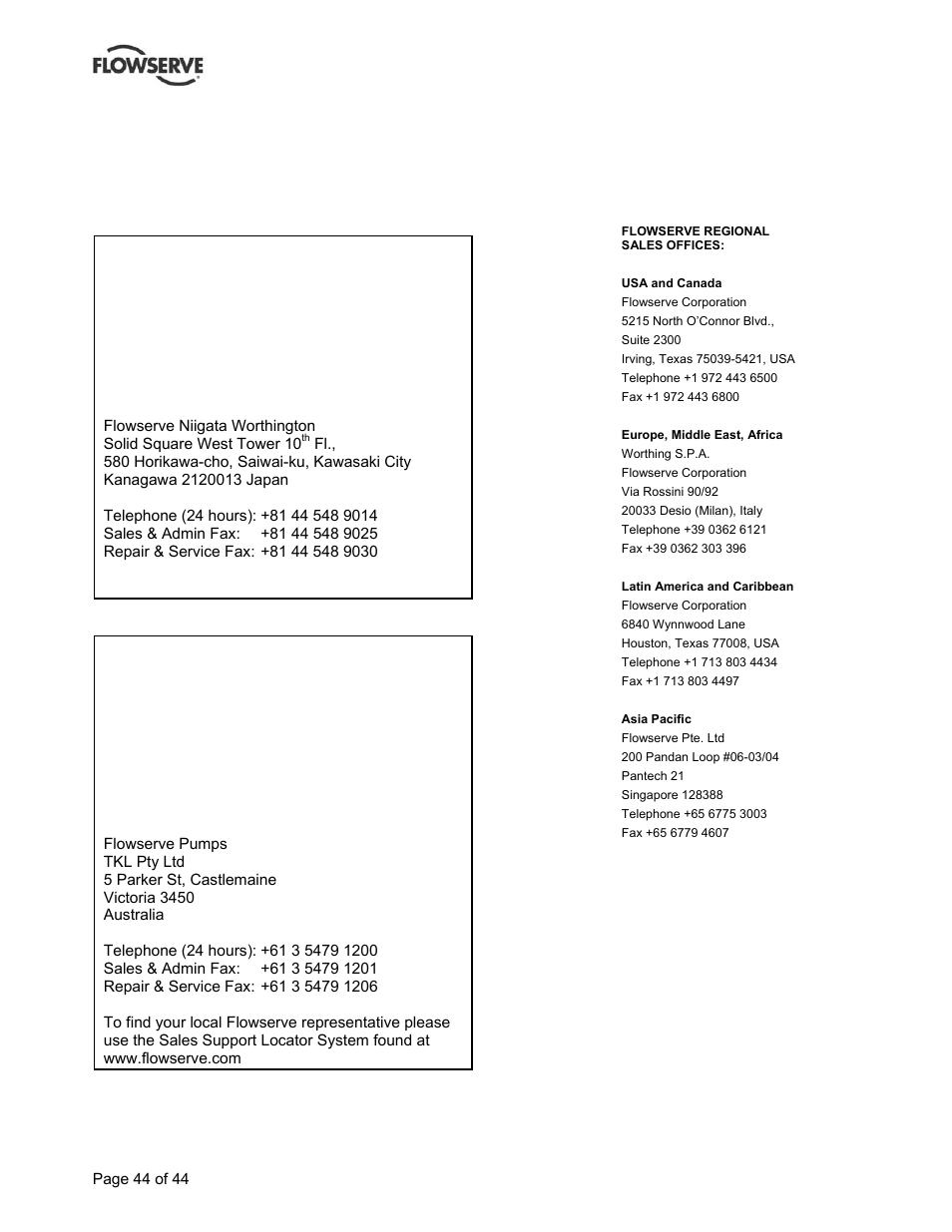 Flowserve BP User Manual | Page 44 / 44