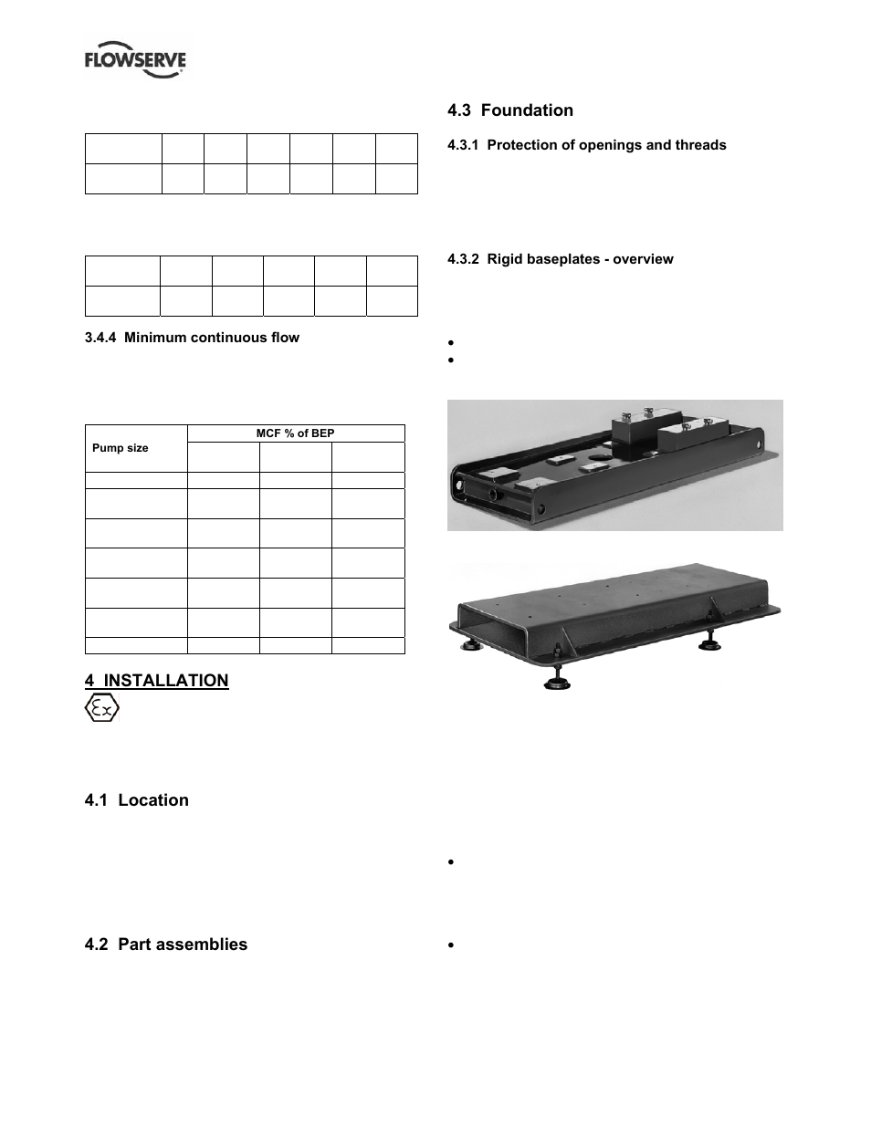 4 installation, 1 location, 2 part assemblies | 3 foundation | Flowserve S-series PolyChem User Manual | Page 14 / 52