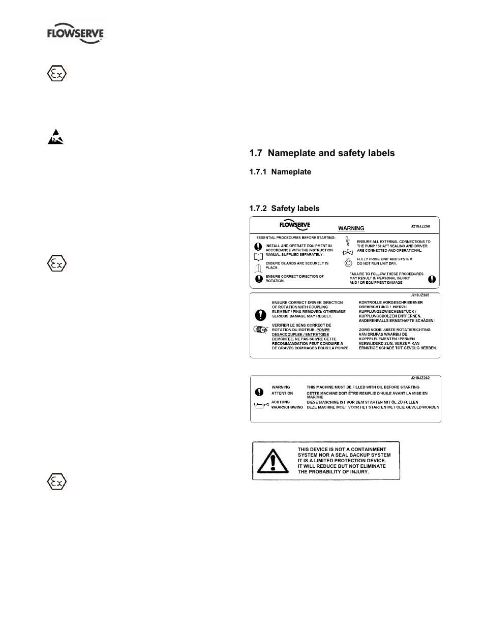 7 nameplate and safety labels | Flowserve S-series PolyChem User Manual | Page 8 / 52