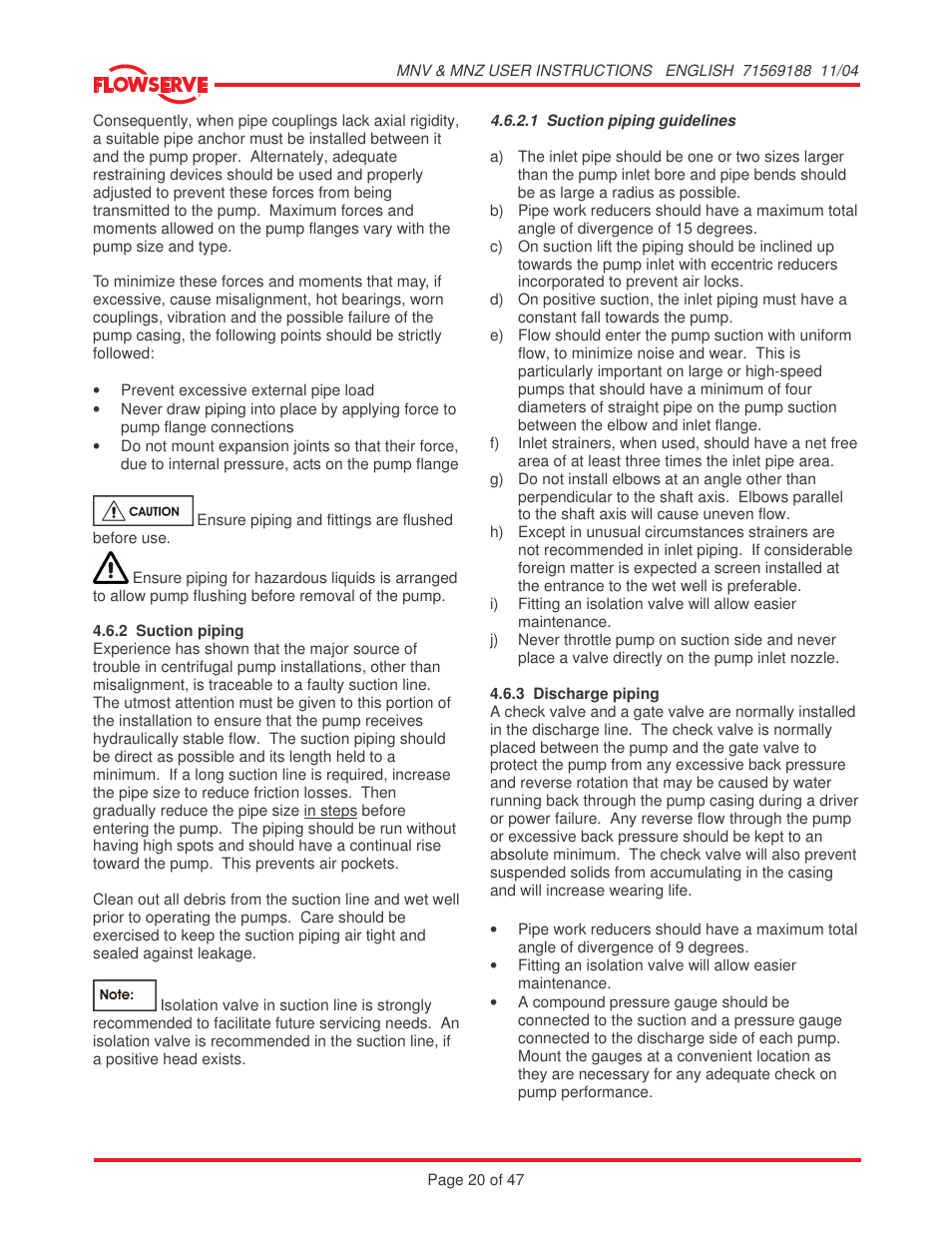Flowserve MNV User Manual | Page 20 / 47