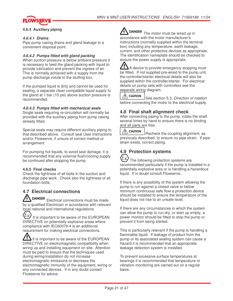 Flowserve MNV User Manual | Page 21 / 47