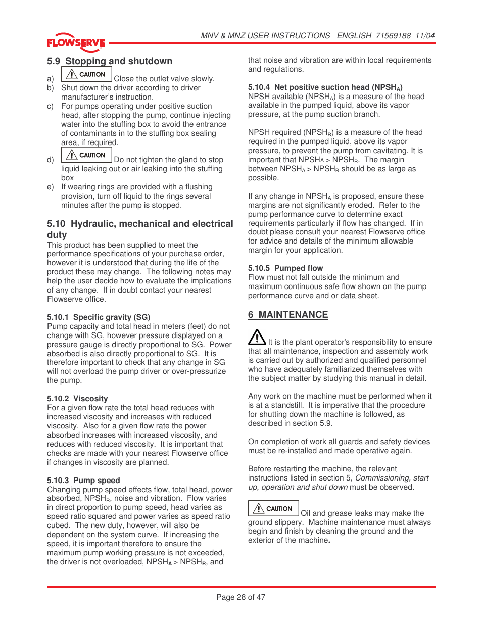 Flowserve MNV User Manual | Page 28 / 47