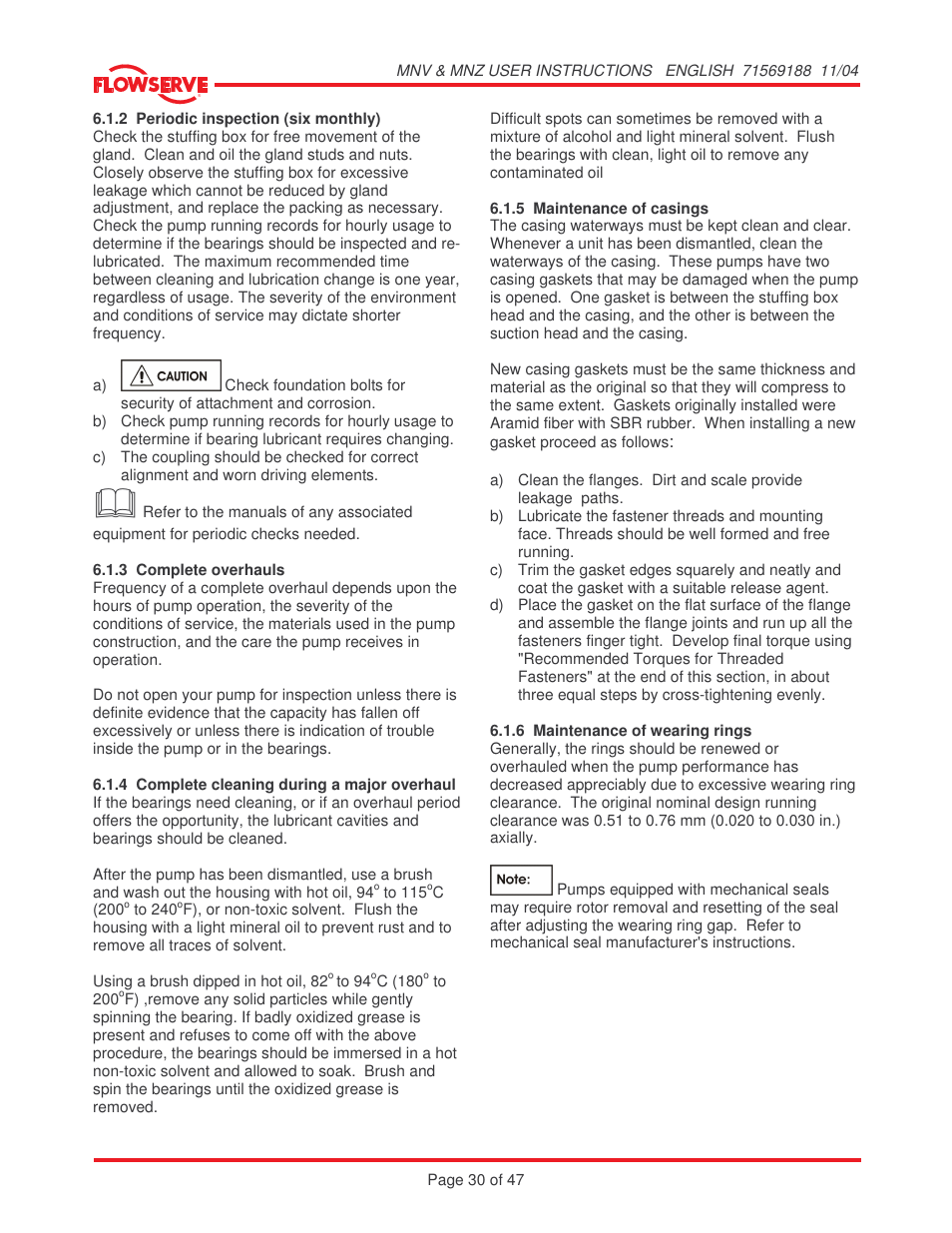 Flowserve MNV User Manual | Page 30 / 47