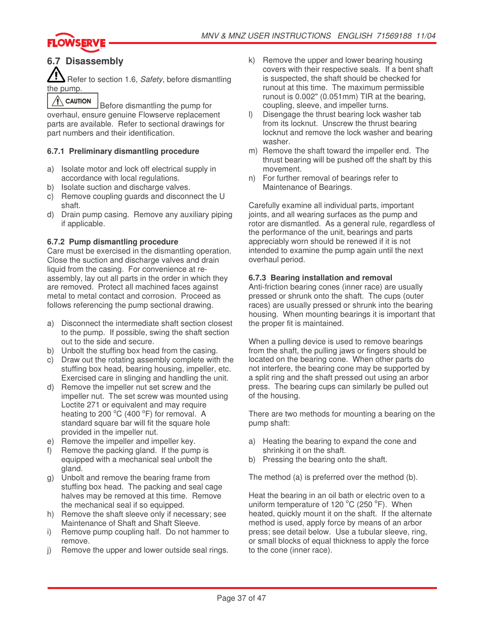 Flowserve MNV User Manual | Page 37 / 47