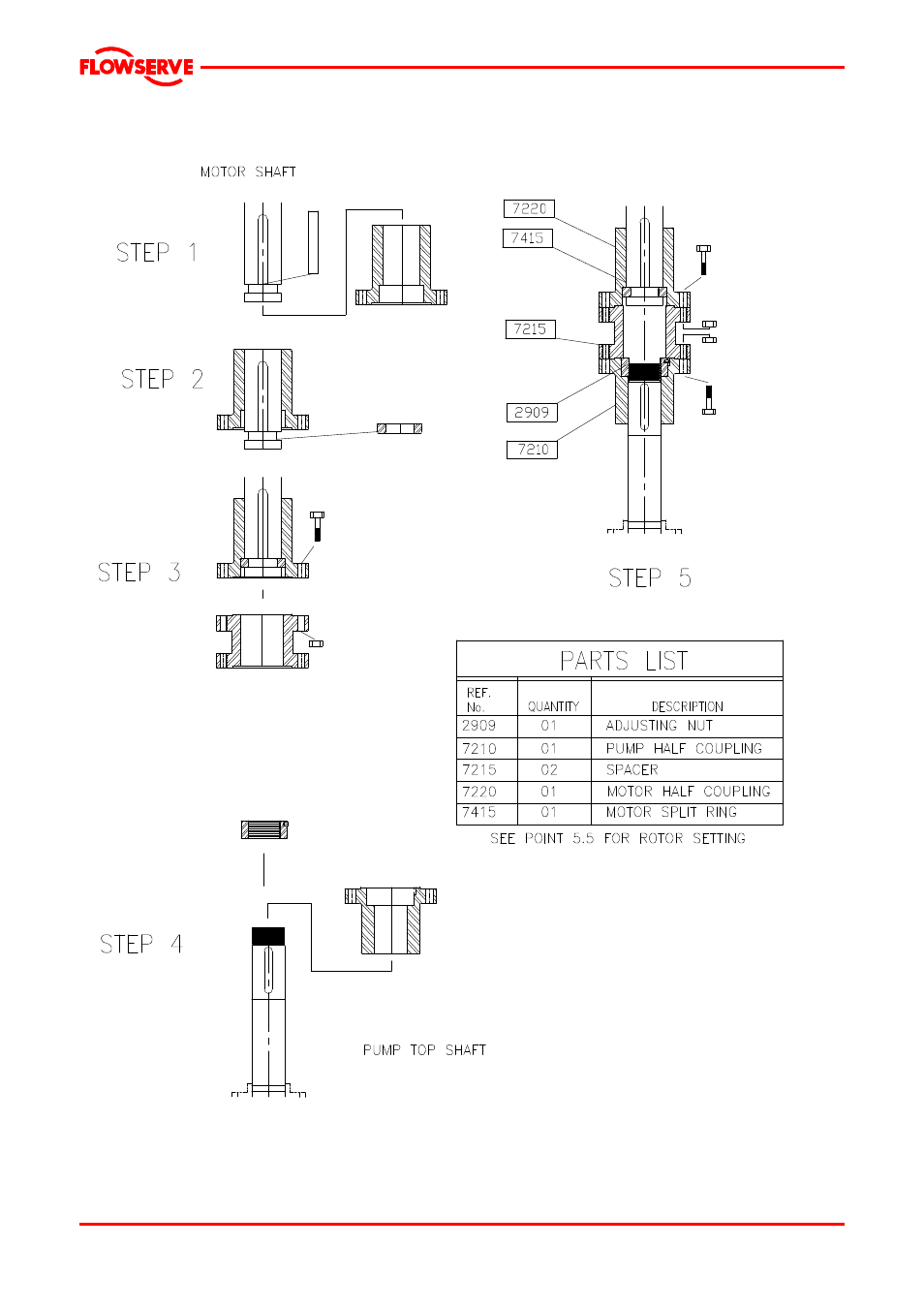 3 coupling assembly with spacer drawing | Flowserve VCT User Manual | Page 22 / 34