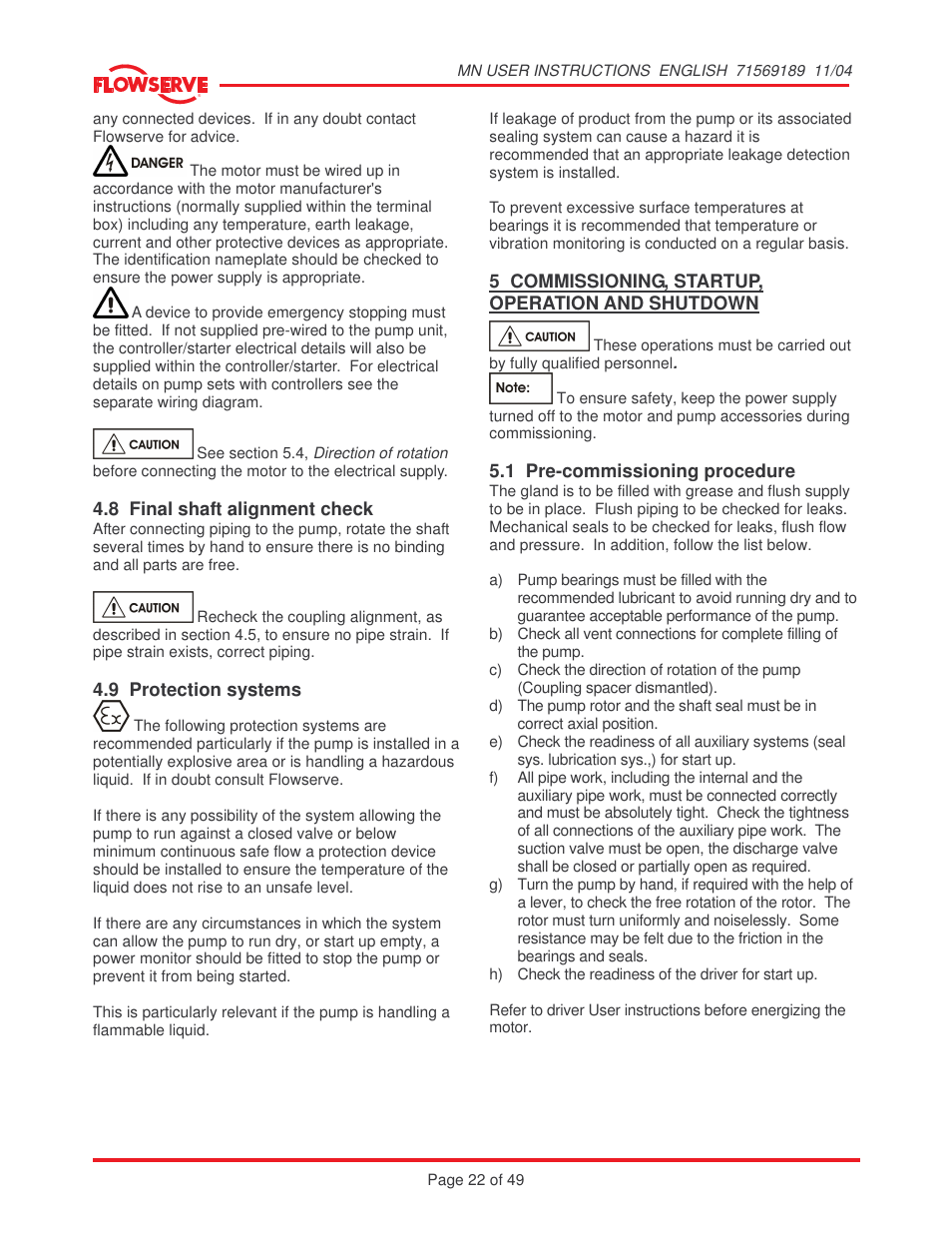 Flowserve MN User Manual | Page 22 / 49