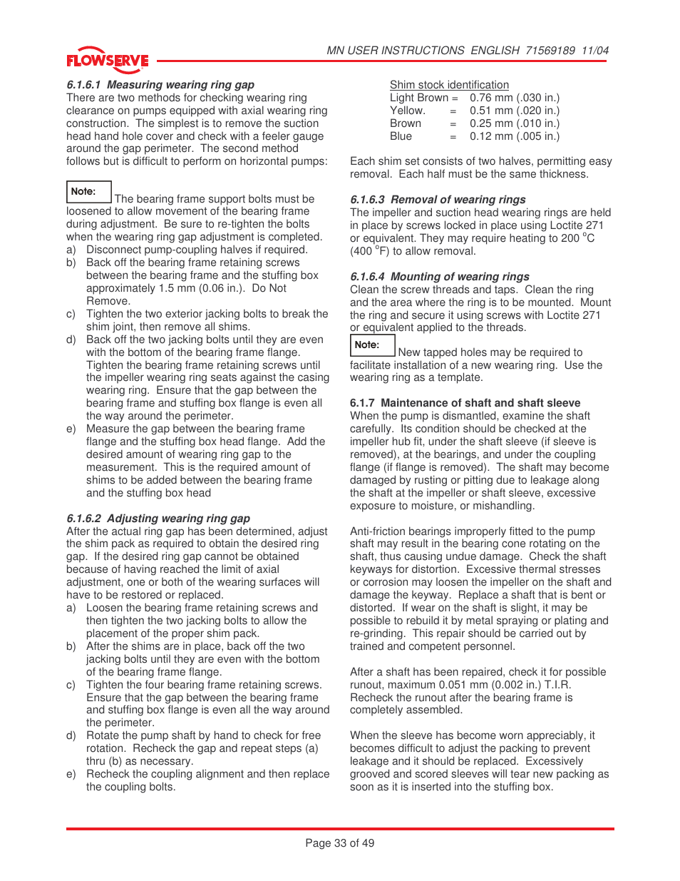 Flowserve MN User Manual | Page 33 / 49