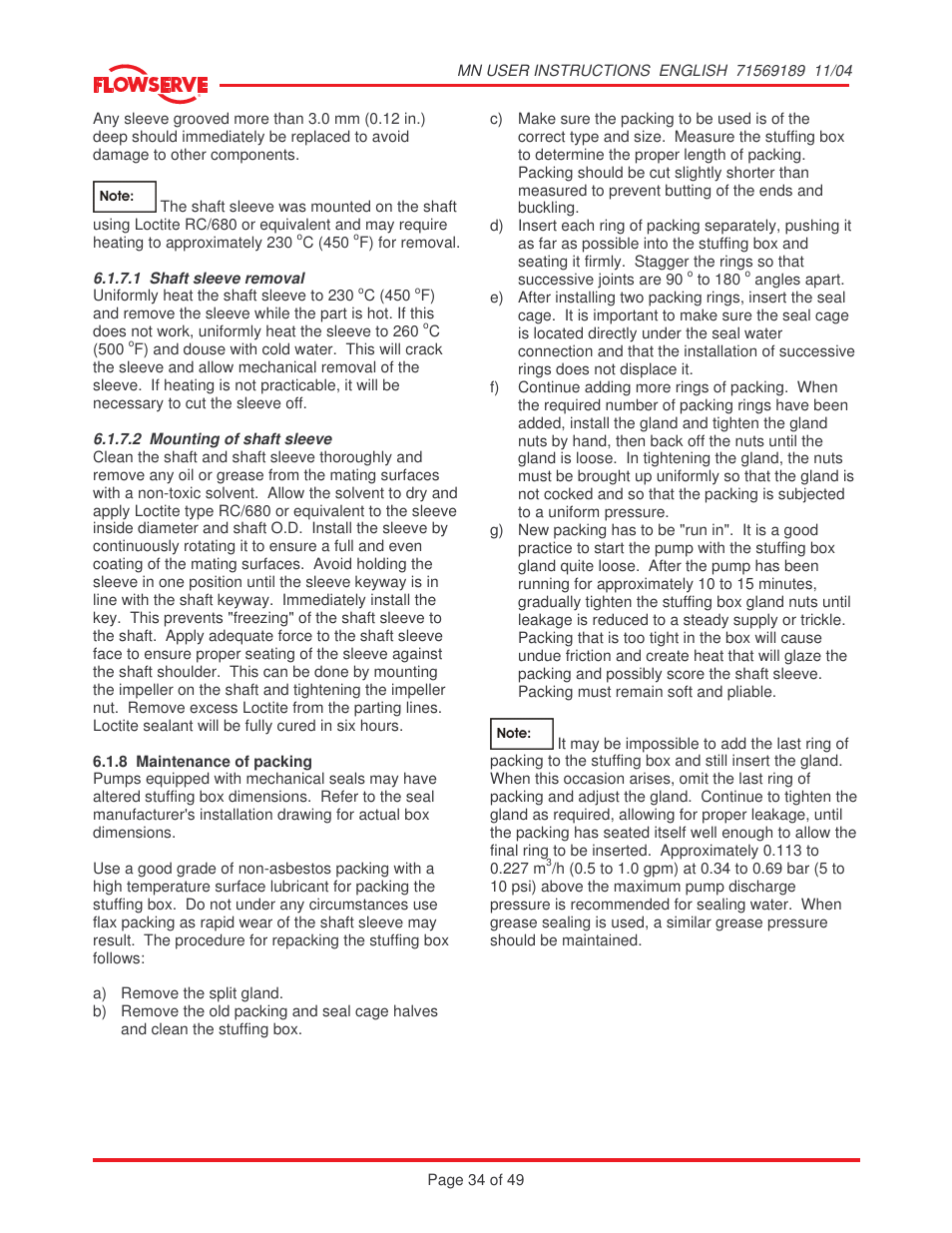 Flowserve MN User Manual | Page 34 / 49