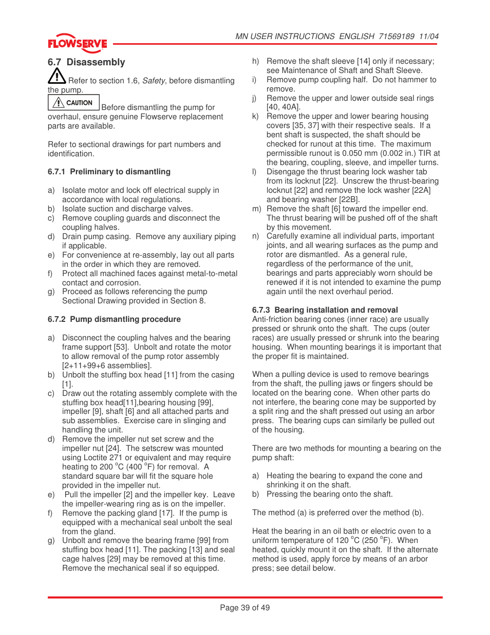 Flowserve MN User Manual | Page 39 / 49