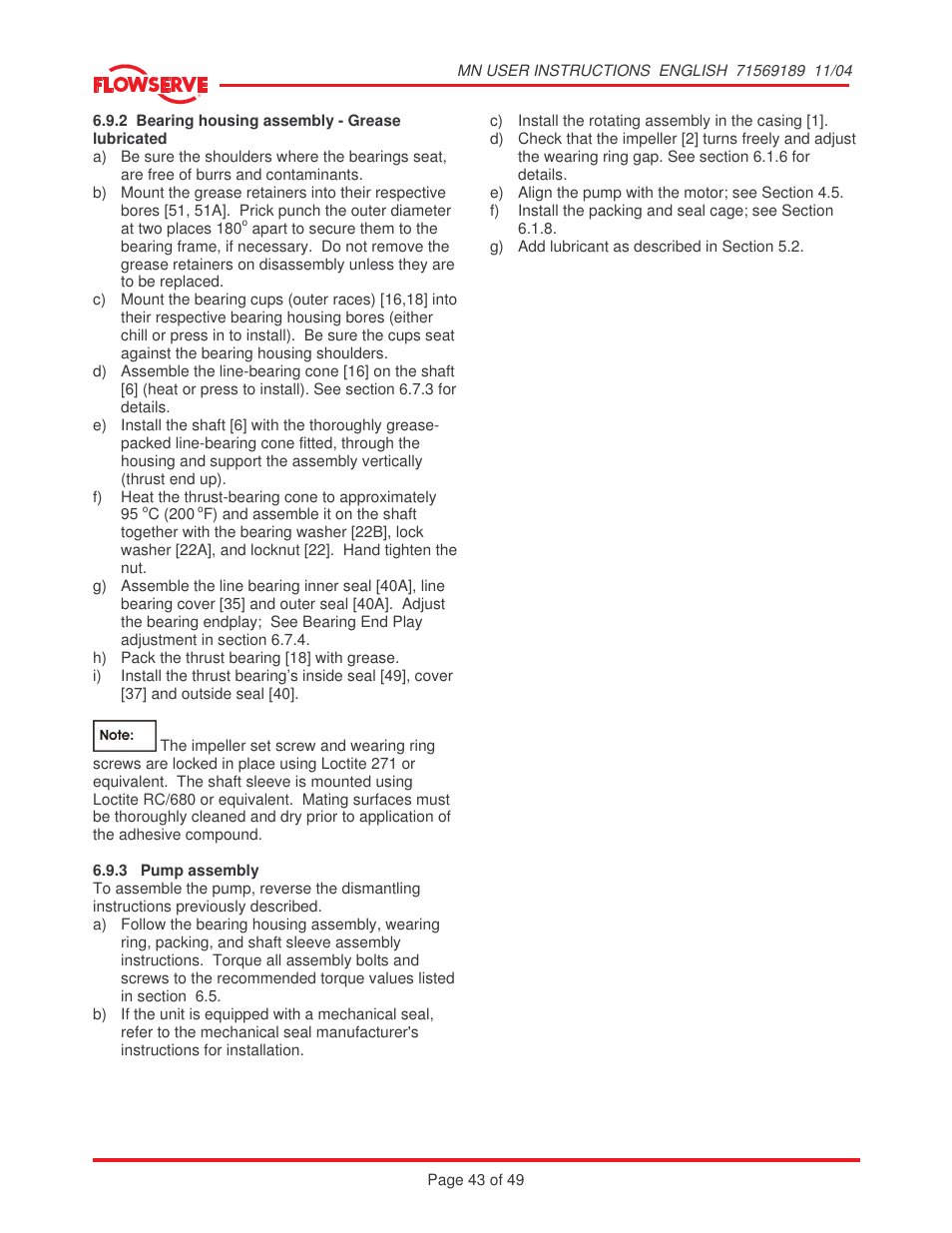 Flowserve MN User Manual | Page 43 / 49