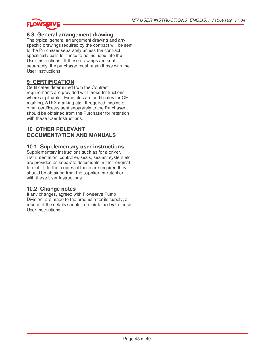 Flowserve MN User Manual | Page 48 / 49