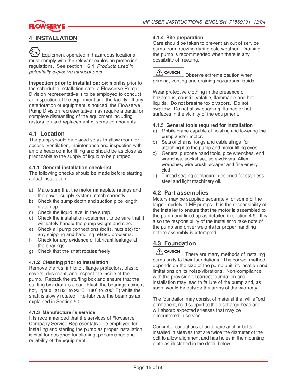 Flowserve MF User Manual | Page 15 / 50