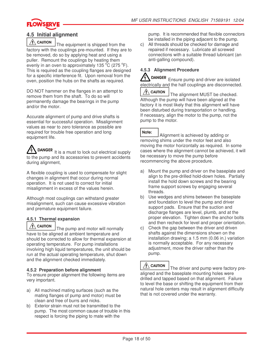 Flowserve MF User Manual | Page 18 / 50