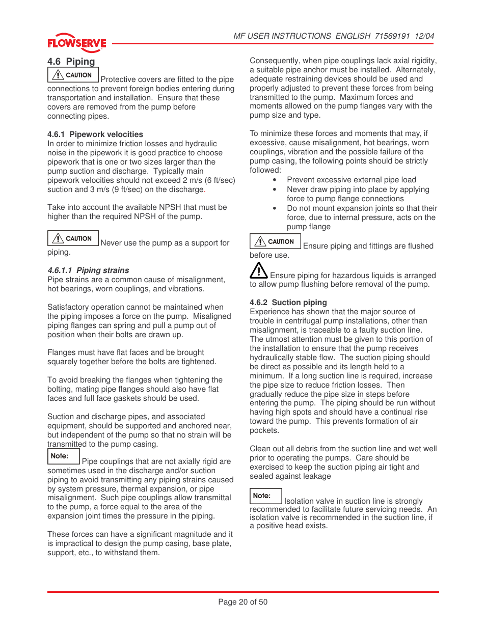 Flowserve MF User Manual | Page 20 / 50