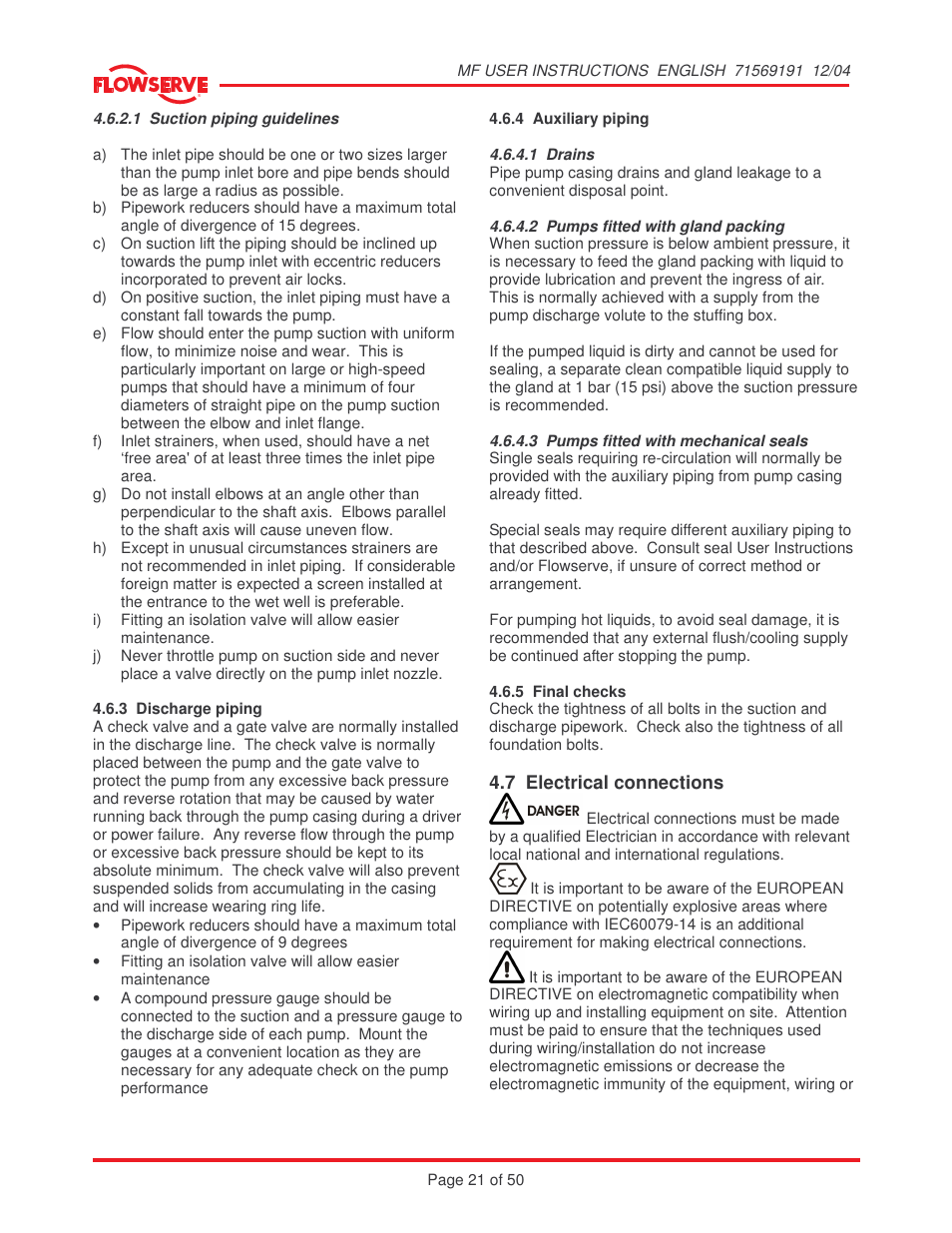 Flowserve MF User Manual | Page 21 / 50
