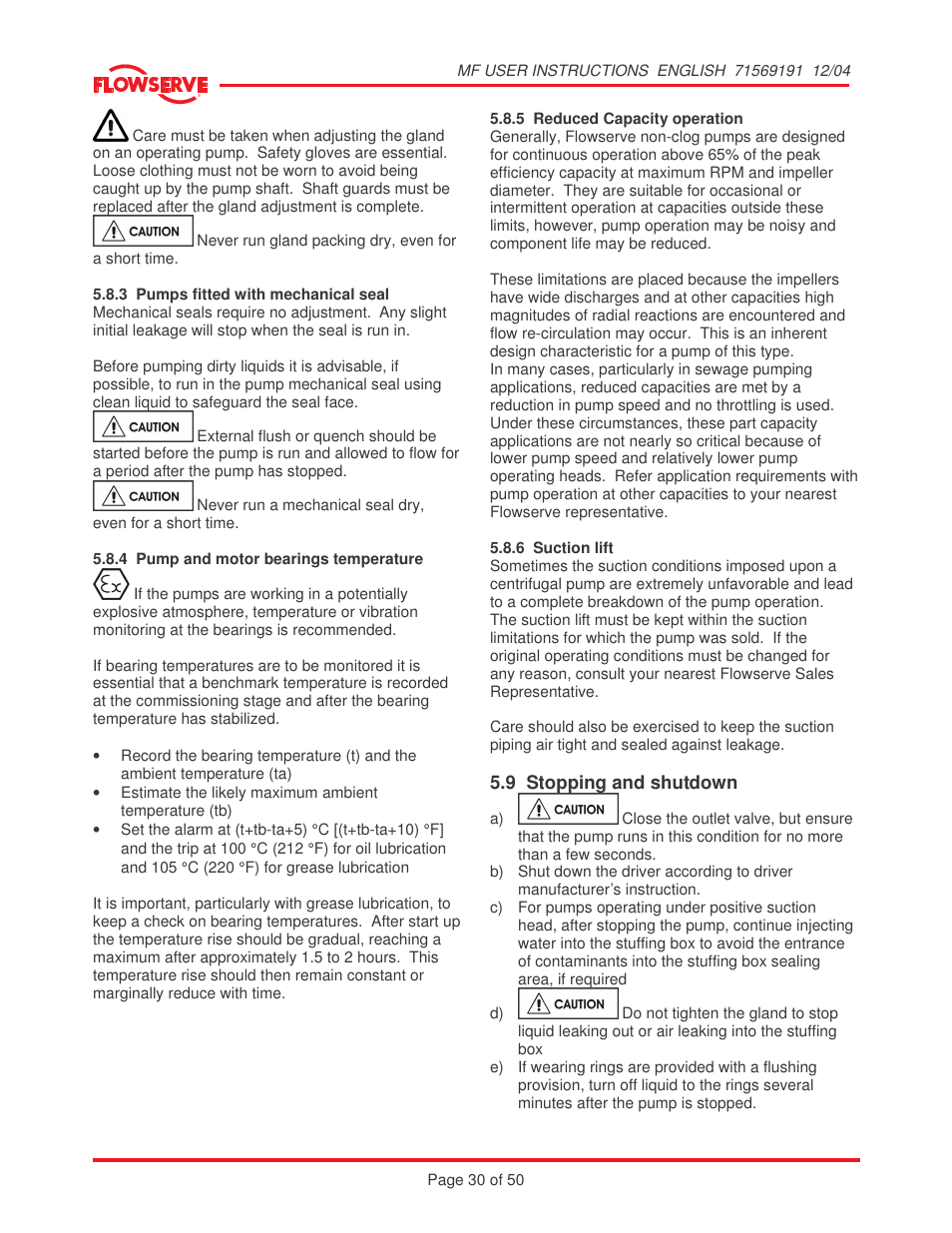 Flowserve MF User Manual | Page 30 / 50