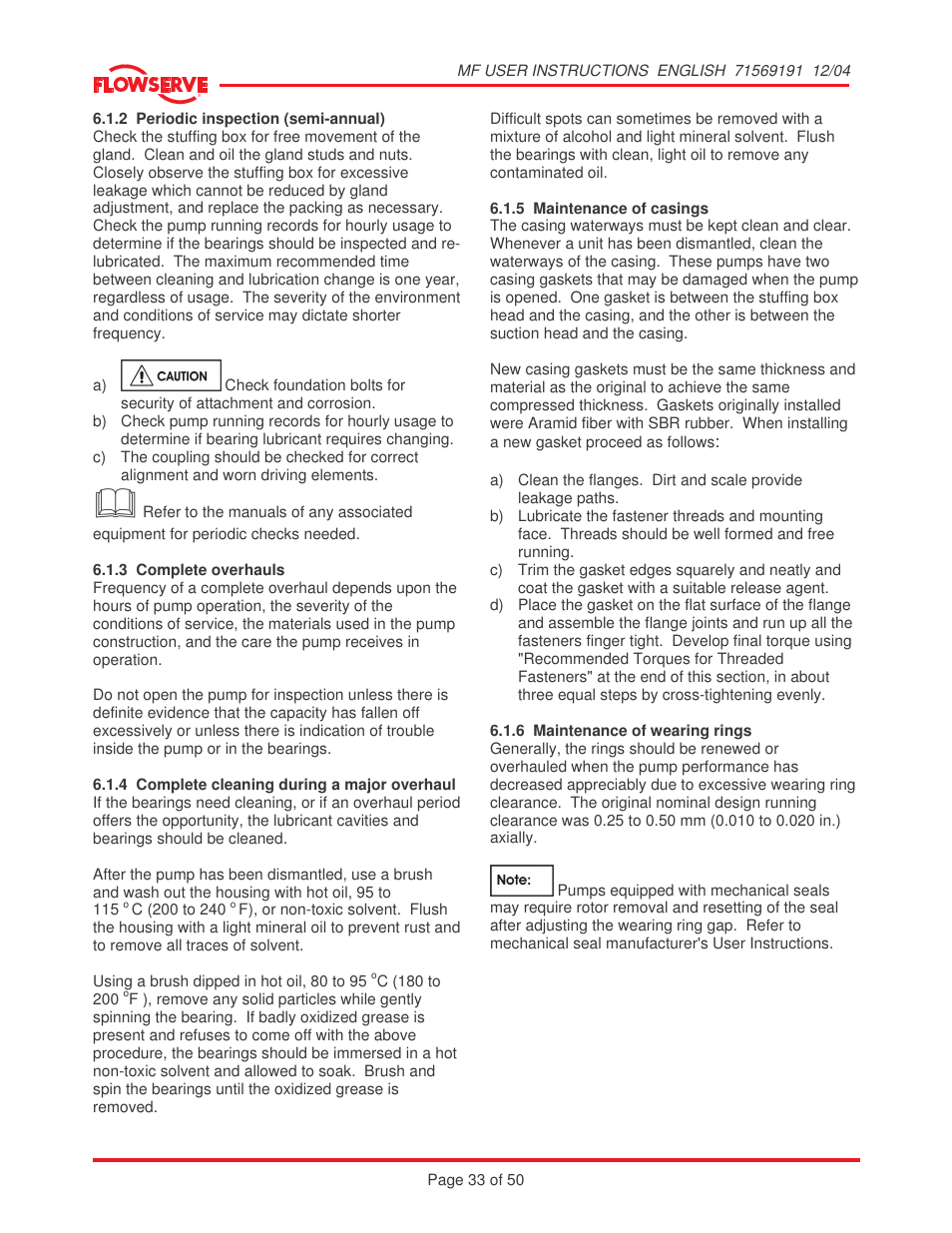 Flowserve MF User Manual | Page 33 / 50