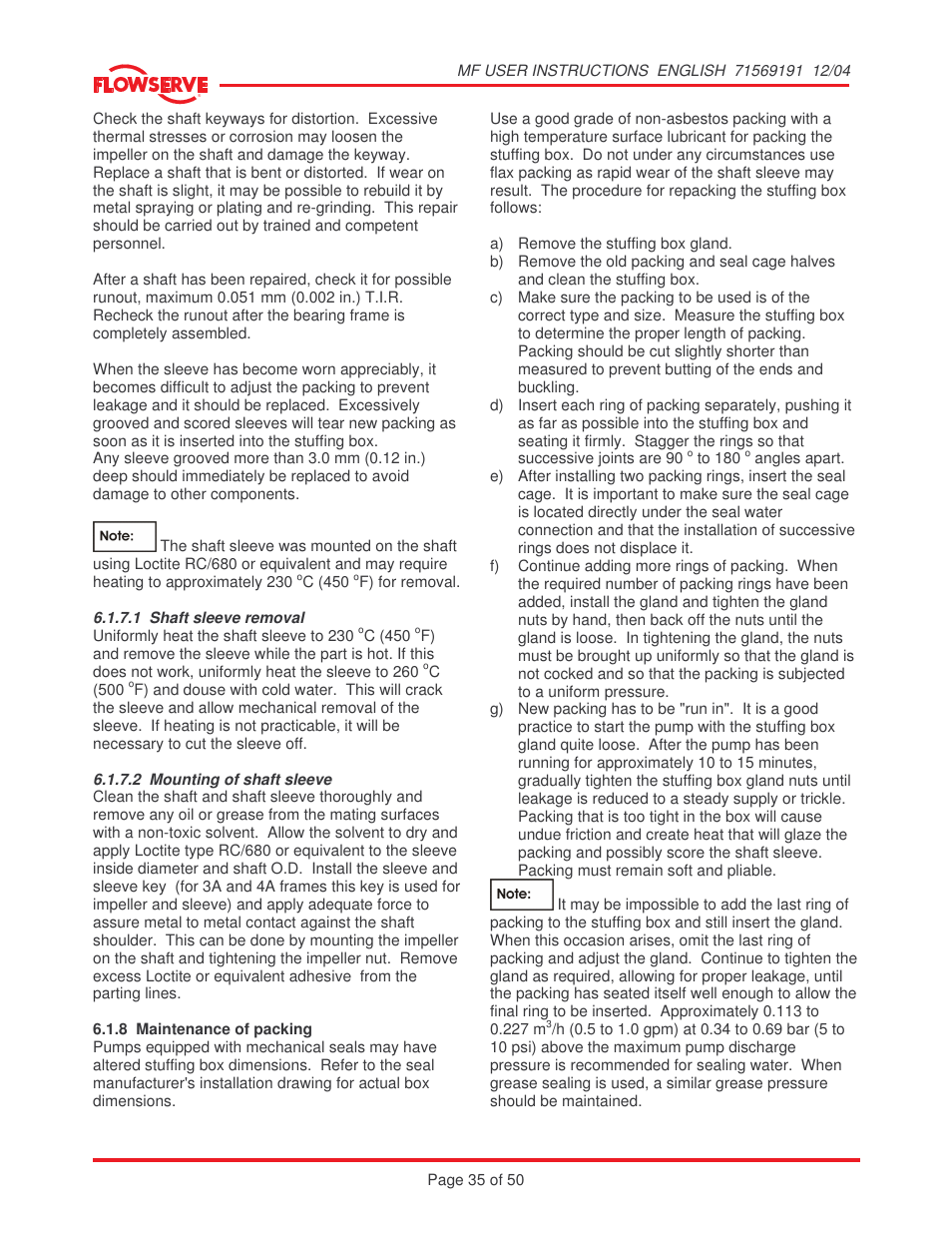 Flowserve MF User Manual | Page 35 / 50