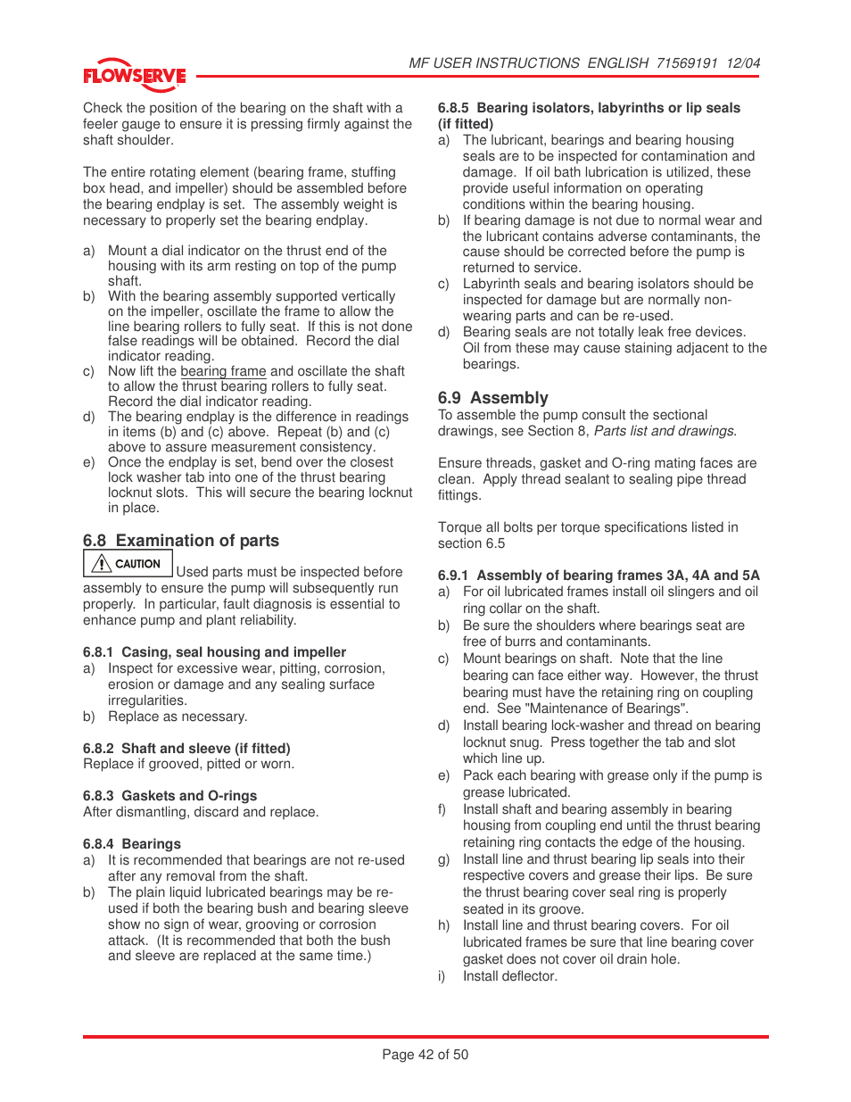 Flowserve MF User Manual | Page 42 / 50
