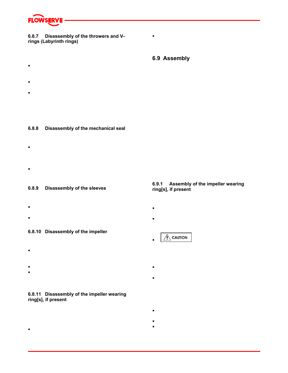 8 disassembly of the mechanical seal, 9 disassembly of the sleeves, 10 disassembly of the impeller | 9 assembly | Flowserve LNGT User Manual | Page 33 / 48