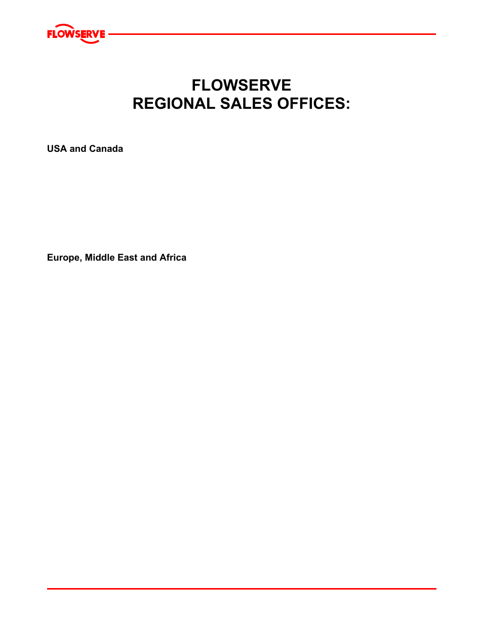 Flowserve regional sales offices | Flowserve LNGT User Manual | Page 46 / 48