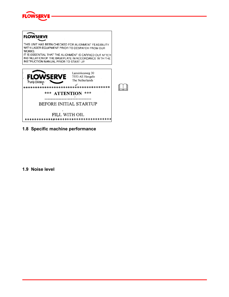 8 specific machine performance, 9 noise level | Flowserve LNGT User Manual | Page 9 / 48