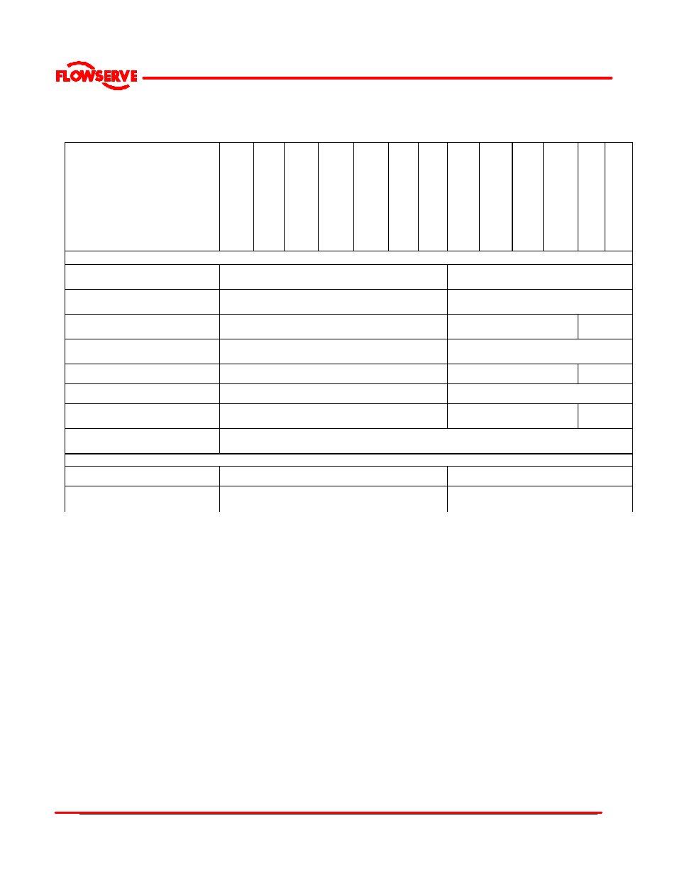 Table of engineering data | Flowserve FRBHJC User Manual | Page 16 / 42