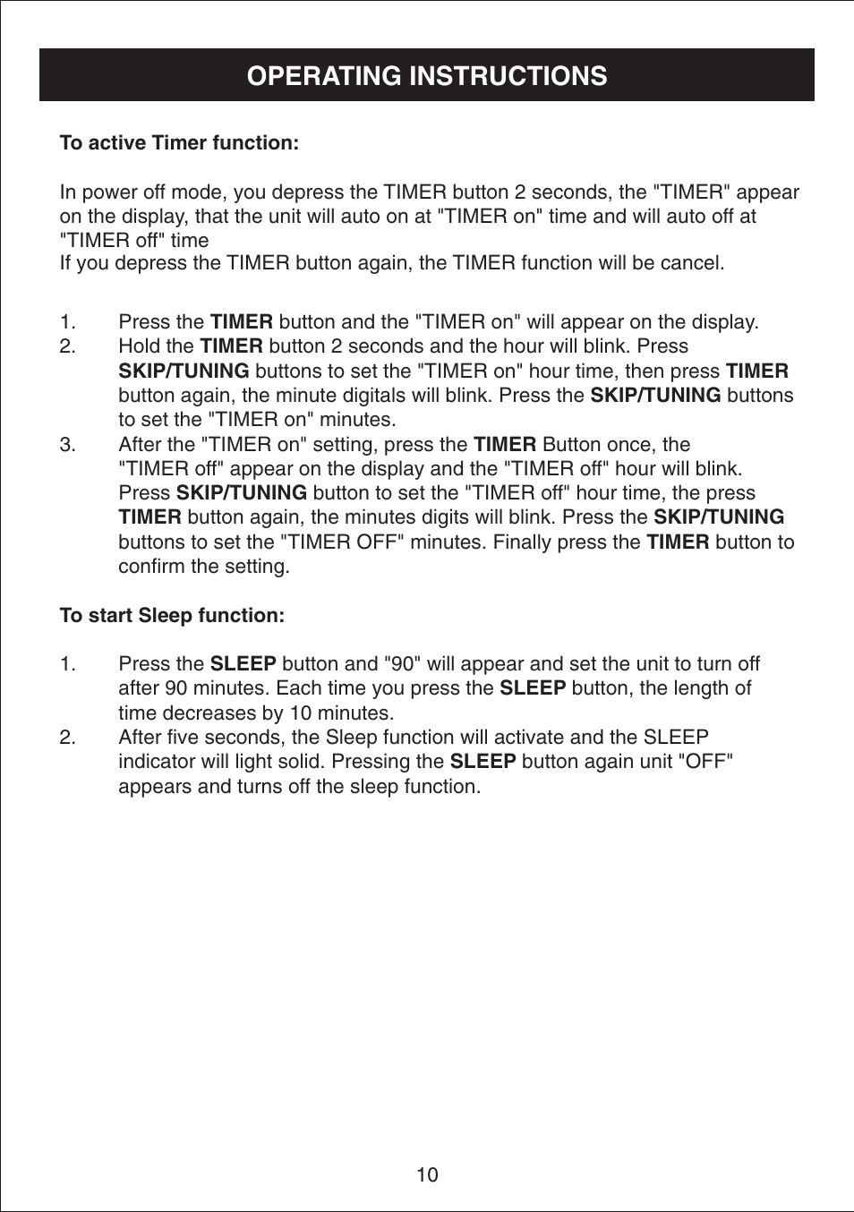 Operating instructions | Curtis IP1500UK User Manual | Page 11 / 17