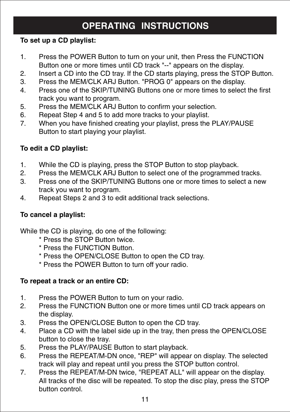 Operating instructions | Curtis IP1500UK User Manual | Page 12 / 17