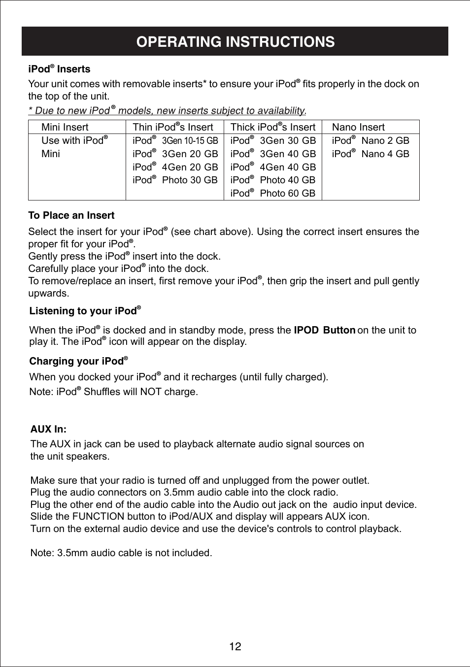 Operating instructions | Curtis IP1500UK User Manual | Page 13 / 17