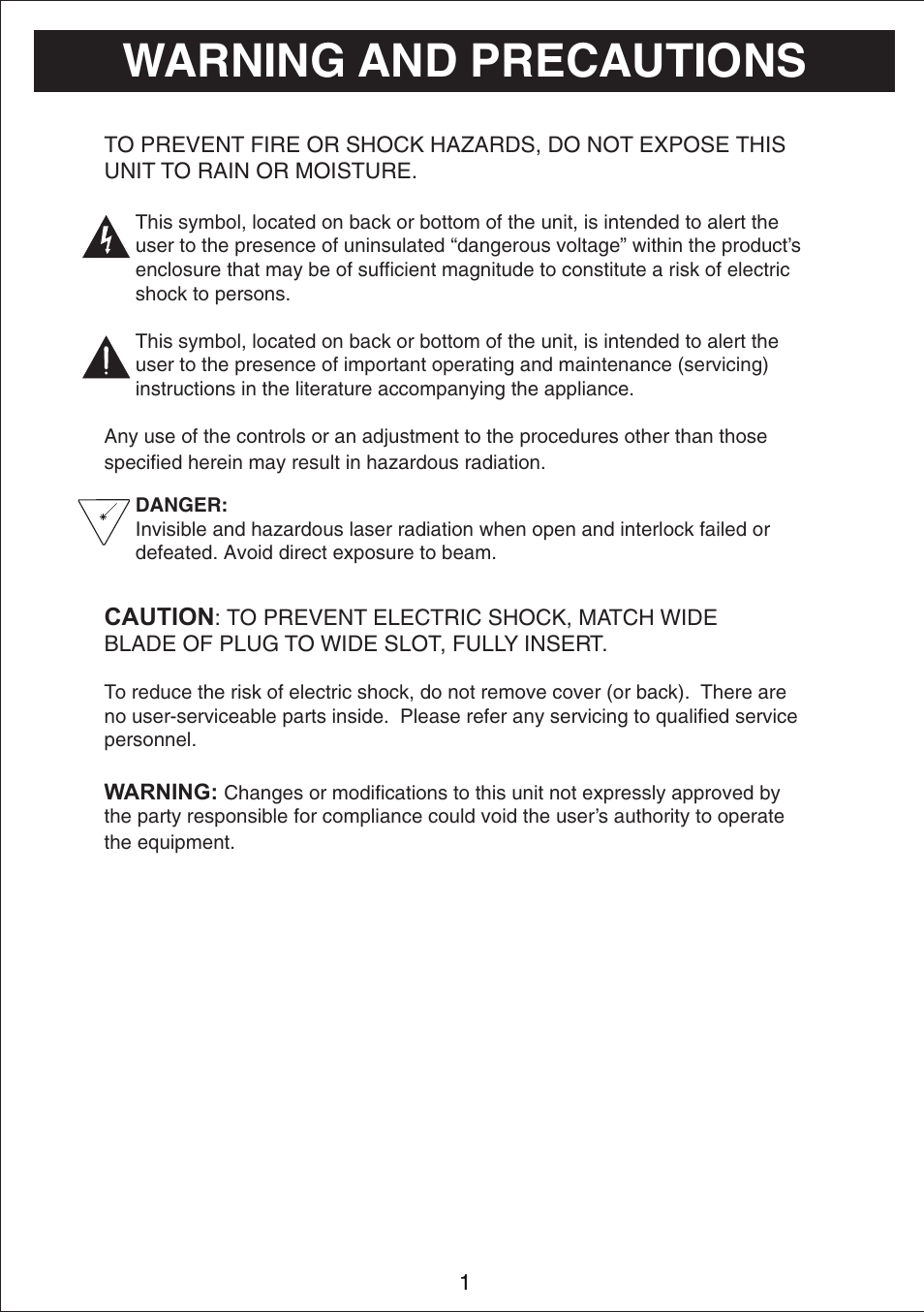 Warning and precautions | Curtis IP1500UK User Manual | Page 2 / 17