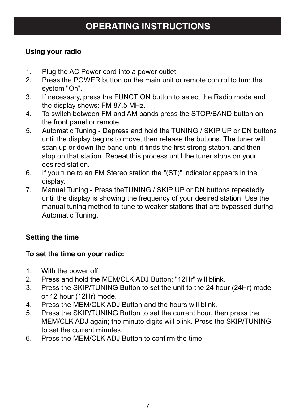 Operating instructions | Curtis IP1500UK User Manual | Page 8 / 17