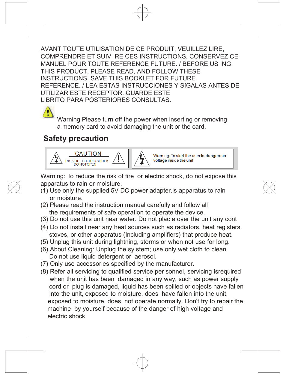 Safety precaution | Curtis DPF716 User Manual | Page 3 / 7