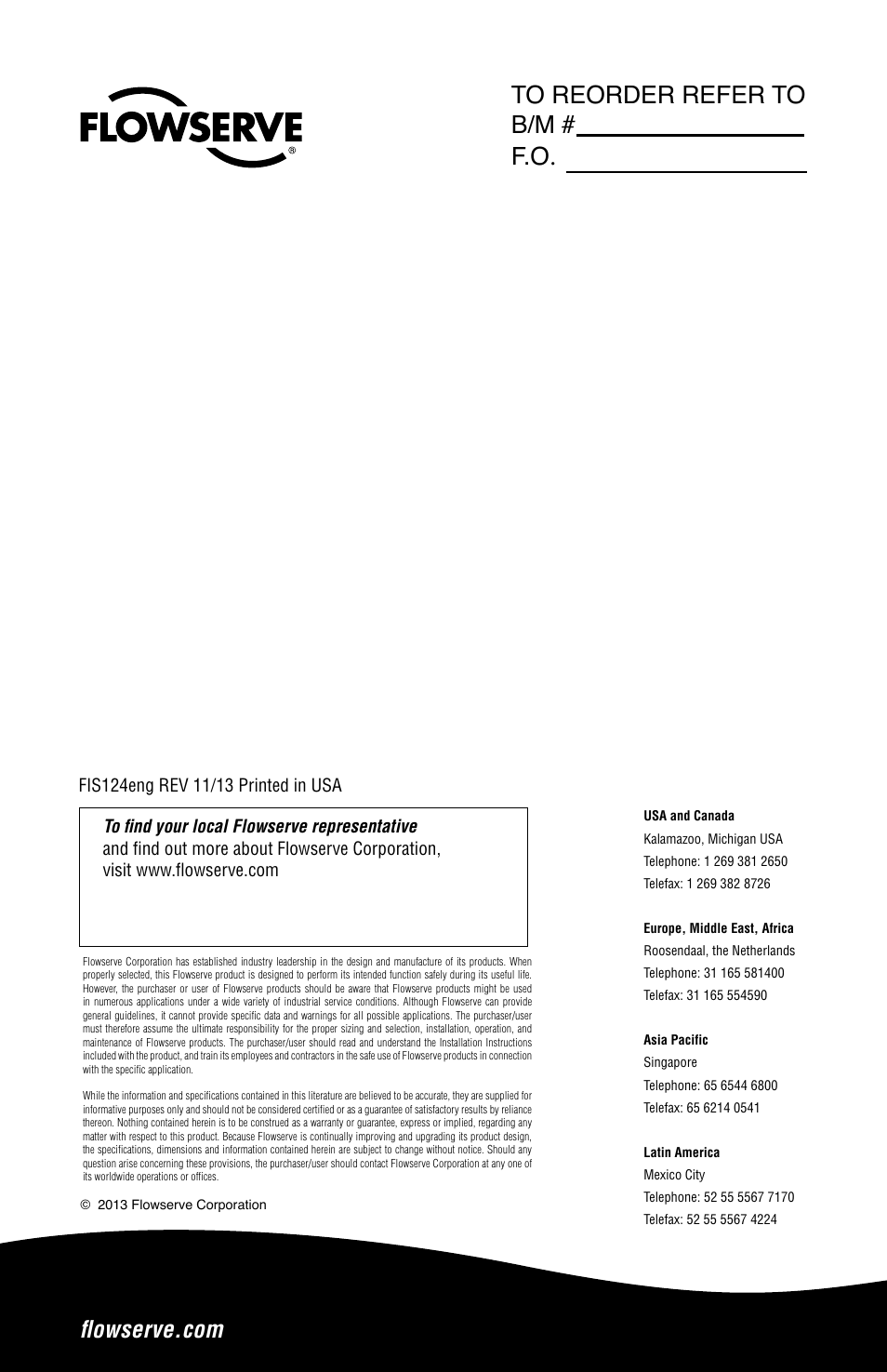 Flowserve Tandem Seal User Manual | Page 8 / 8