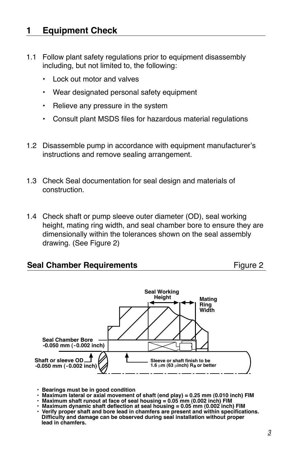 1 equipment check, Seal chamber requirements figure 2 | Flowserve Pac-Seal Type 16 User Manual | Page 3 / 8