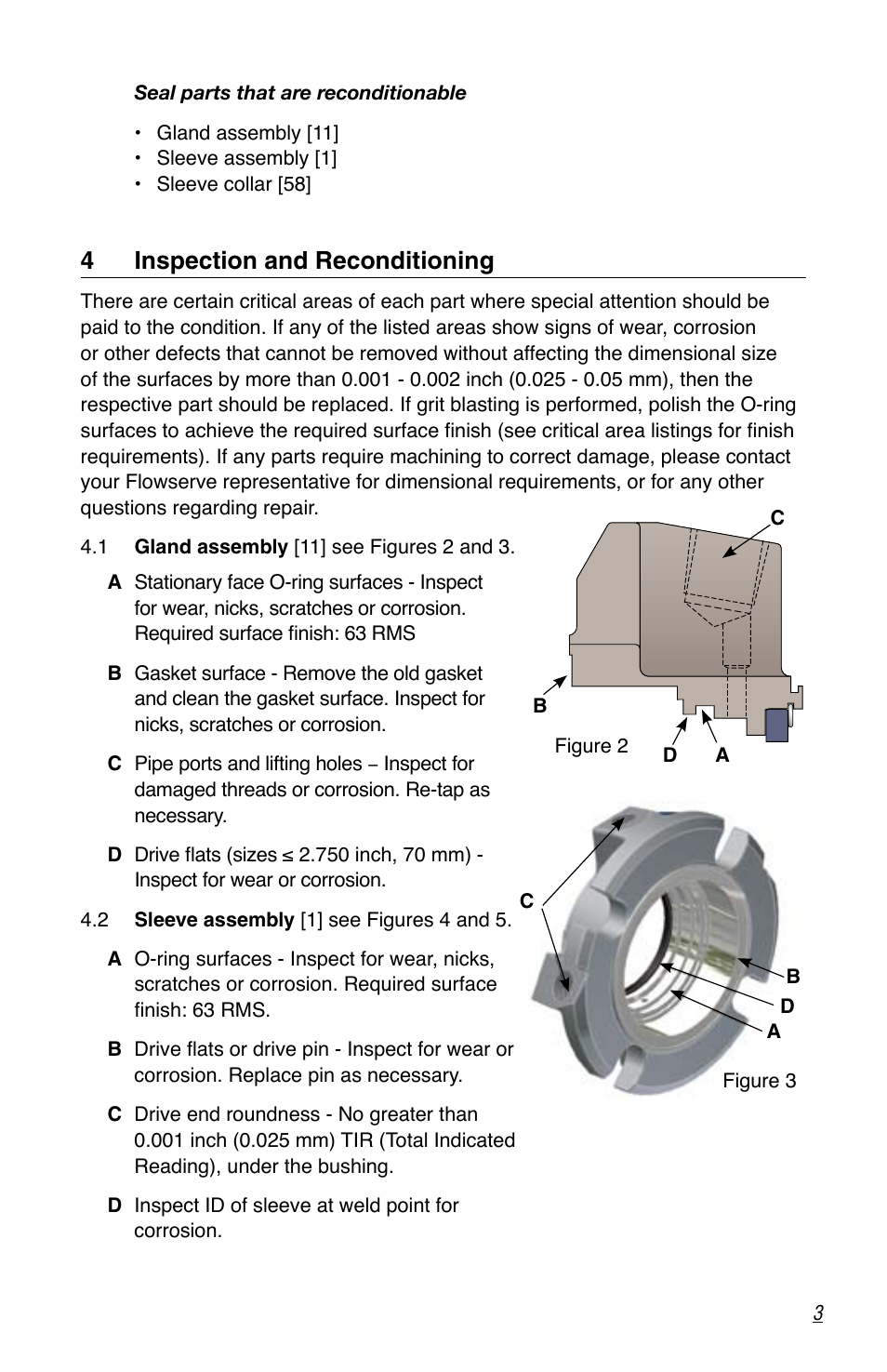 4inspection and reconditioning | Flowserve ISC2
 Single metal bellows seal User Manual | Page 3 / 8