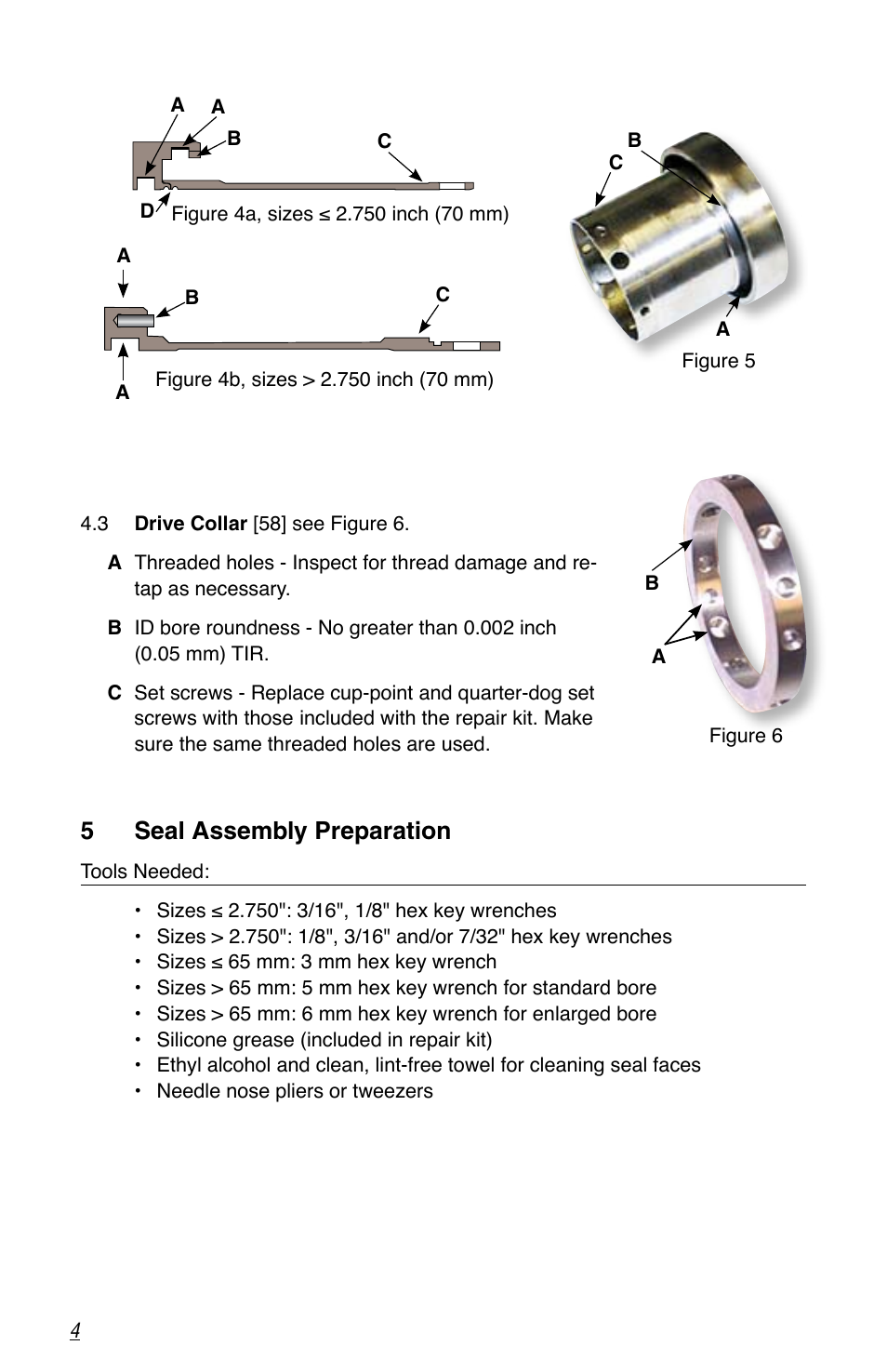 5seal assembly preparation | Flowserve ISC2
 Single metal bellows seal User Manual | Page 4 / 8