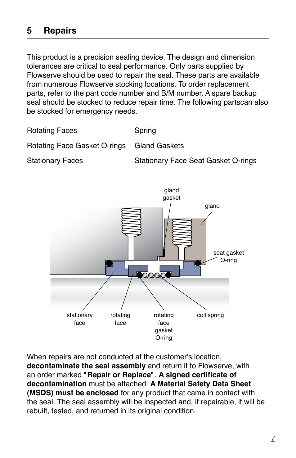 5 repairs | Flowserve Durametallic Double CRO User Manual | Page 7 / 8