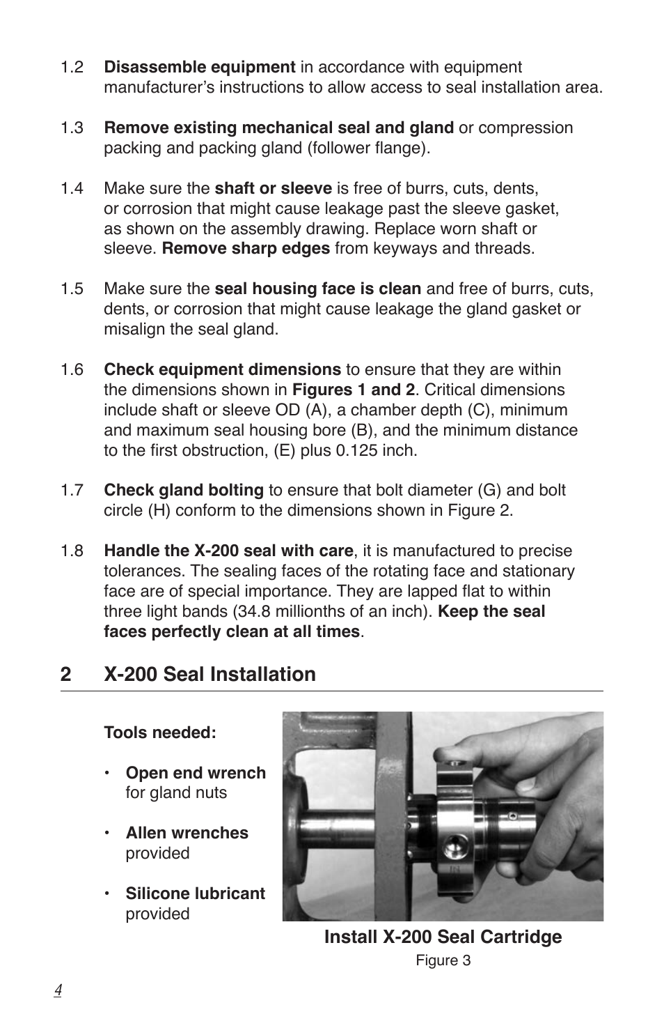 2 x-200 seal installation | Flowserve X-200 User Manual | Page 4 / 12