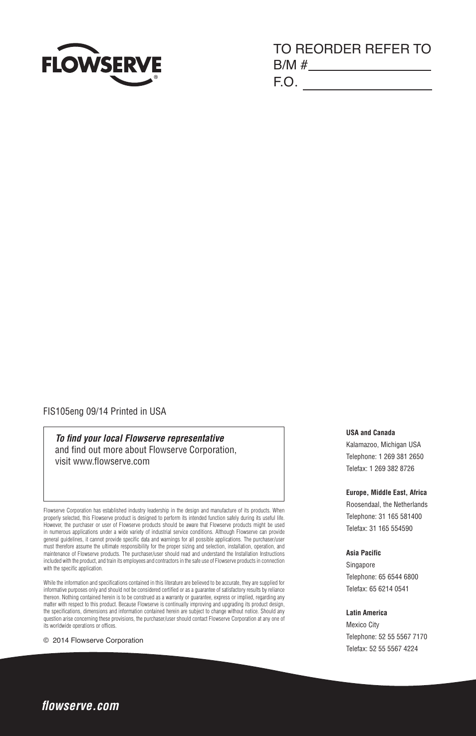 Flowserve Single Inside Pusher Type Seal User Manual | Page 8 / 8